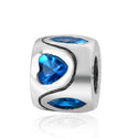 Real 925 Sterling Silver Heart Bead, December Birthstone Charm Cubic Zirconia CZ Blue Zircon...