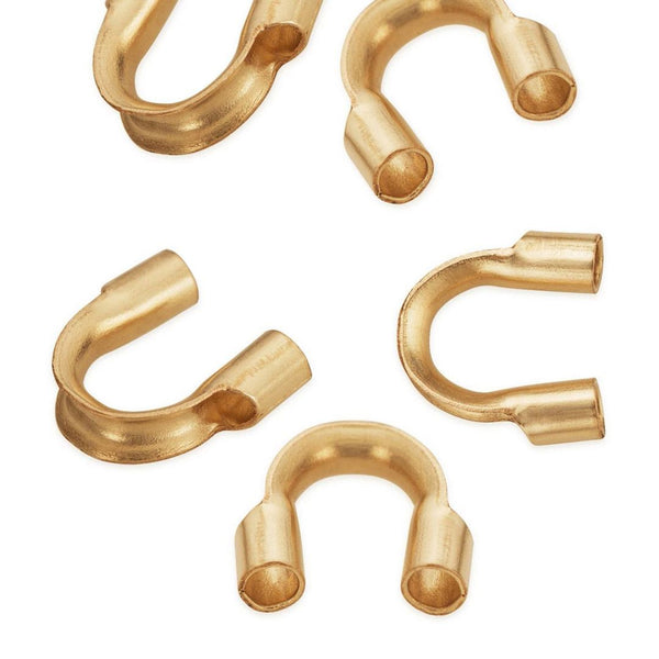 50pcs Tarnish Resistant Wire Guard Thread Protector, 18K Yellow Gold Plated Brass, Hole ID Selections: 0.5mm/1.6mm