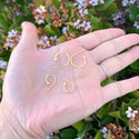 2pcs Real 18K Yellow Gold Plated Sterling Silver C Hoop Huggie Earrings, 10mm Small, 3mm Circle Dot, SSE47-1