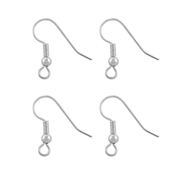 100pcs Fish Earring Hooks Ear Wire, Sterling Silver Plated Brass, 0.7mm/21 Gauge, 18mm Long CF20-1