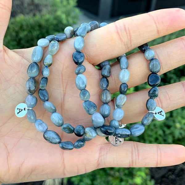 1 Strand Stretch Natural Grade A Eagle Eye Free Form Gemstone Bracelet, 5-8mm Small Beads, Length Selections: 7 inch/7.5 inch