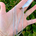 1pc 925 Sterling Silver Diamond Cut Curb Link Chain Necklace, Tarnish Resistant Rhodium Plated, 3mm, Thick Strong, Length Selections: 16/18/20/26/28 Inch