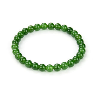 1 Strand Stretch Natural Green Jade Beaded Gemstone Bracelet, 6mm Beads, Length Selections: 7 inch/7.5 inch/8 inch