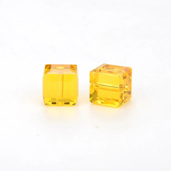 24pcs Adabele Austrian Faceted Cube Crystal Beads #5601, Light Topaz Yellow, Size Selections: 4mm/6mm/8mm