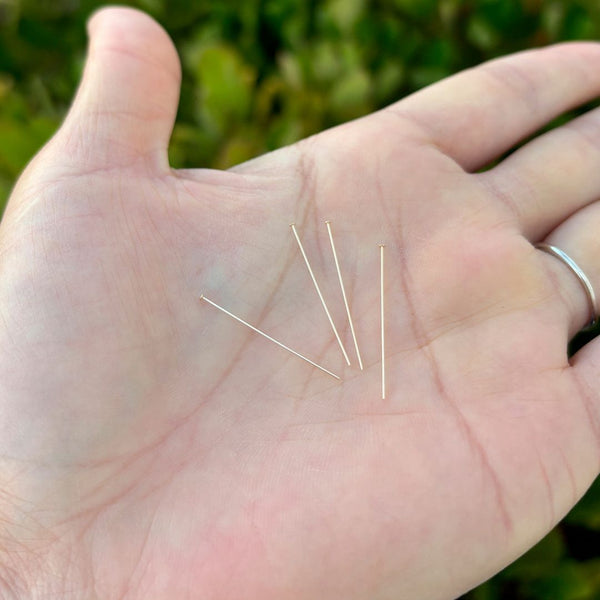 20pcs Real 1/20 14K Gold Filled Flat Head Pins Headpin, Thin 26 Gauge/0.4mm, Length Selections: 1 inch/1.5 inch