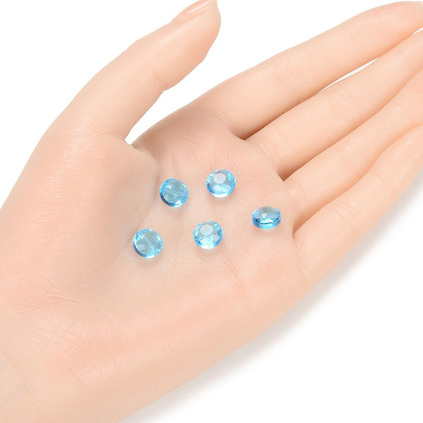25pcs Adabele Austrian Faceted Flat Round Coin Crystal Beads #5052, Aquamarine Blue, 8mm, Hole ID 1mm, SSMR810
