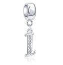 1pc 925 Sterling Silver Letter I, Alphabet Charm Pendant Drop, 18mm Long, Hole ID 4.5mm, EC3-A9