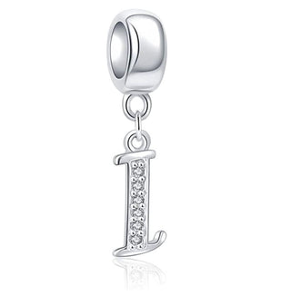 1pc 925 Sterling Silver Letter I, Alphabet Charm Pendant Drop, 18mm Long, Hole ID 4.5mm, EC3-A9