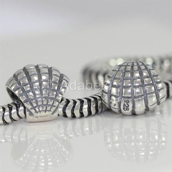 1pc Solid 925 Sterling Silver Sea Shell Bead Ocean Lover Charm, Compatible with Pandora All Other Charm Bracelet, EC224