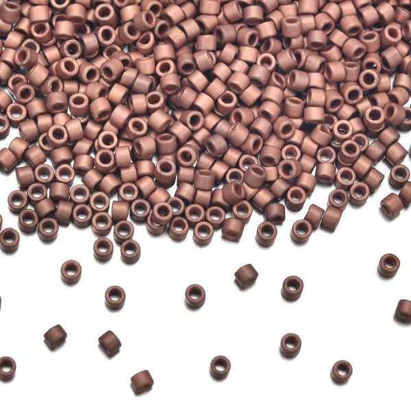 30g Miyuki Delica 11/0 Seed Beads, Opague Matte Copper-Plated DB340