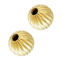 5pcs Real 1/20 14K Gold Filled Corrugated Round Beads, Size Selections: 6mm/8mm