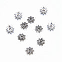 200pcs 8-Petal Flower Bead Caps, 7mm Bead End Caps, Antique Silver, MC-AB13