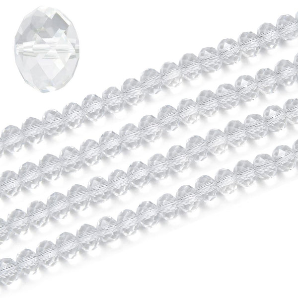 500pcs Creative Club Faceted Rondelle Crystal Glass Beads, Crystal Clear, 6x4mm, Hole ID 1mm, CCR601