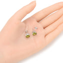 1 Pair 925 Sterling Silver August Green Birthstone Round Cut Stud Earrings, 8mm/2 Carat Cubic Zirconia CZ Created Green Peridot Stone, SSE49-8