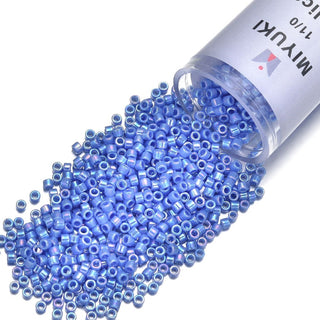 30g Miyuki Delica 11/0 Seed Beads, Opaque Rainbow Medium Blue DB167