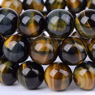 Natural Blue Golden Tigers Eye Gemstone Round Beads, 1 Strand/15 Inch, Size Selections: 4mm/6mm/8mm/10mm