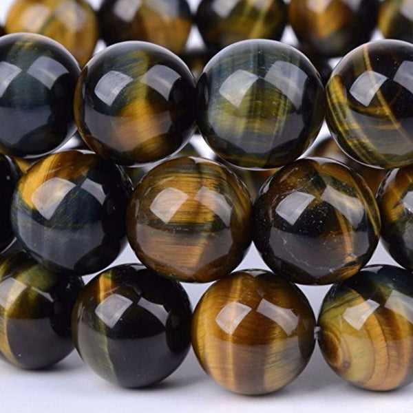 Natural Blue Golden Tigers Eye Gemstone Round Beads, 1 Strand/15 Inch, Size Selections: 4mm/6mm/8mm/10mm