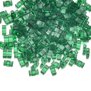 10g Miyuki Half Tila Seed Beads 5x2.3mm, Transparent Pistachio (HTL-146)