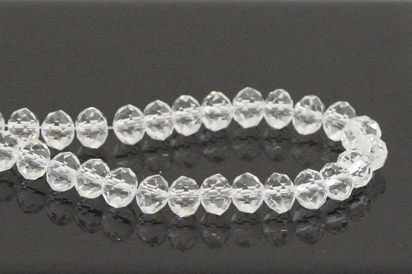 140pcs Creative Club Faceted Rondelle Crystal Glass Beads, Crystal Clear, 8x6mm, Hole ID 1.1mm, CCR801