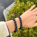 1 Strand Stretch Natural Grade A Black Tourmaline Beaded Gemstone Bracelet, 10mm Bead, Length Selections: 7 inch/7.5 inch/8 inch/8.5 inch