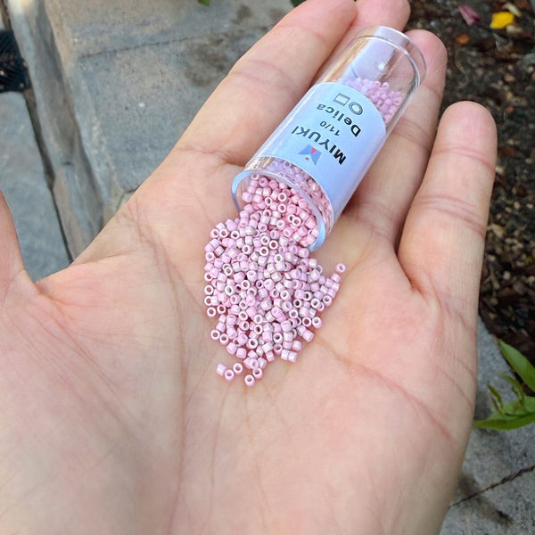 7.5g Miyuki Delica 11/0 Seed Beads, Opaque Glazed Luster Antique Rose DB210