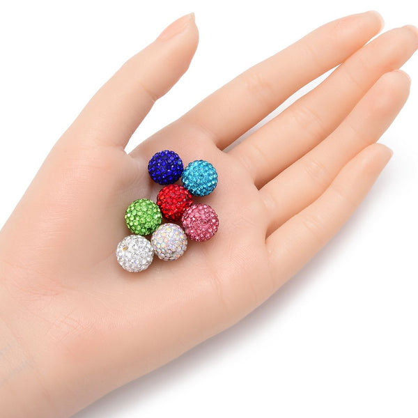 25pcs Adabele Grade AA+ Suncatcher Crystal Rhinestone Pave Polymer Clay Beads, Light Siam Red, Size Selections: 8mm/10mm/12mm