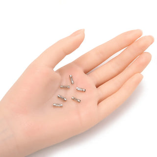 100pcs Large Hole Filigree Tube Beads, 18K White Gold Plated Brass, Size Selections: 8x3mm, 8x4mm