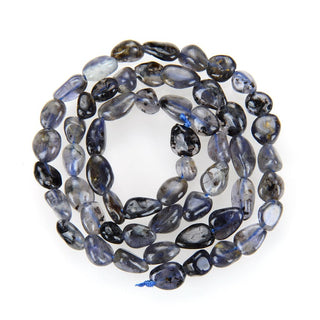 Natural Iolite Dichroite Gemstone Oval Tumbled Pebble Beads, Irregular, 6mm to 8mm, Hole ID 1mm, 15 Inch/1 Strand, GZ11-66