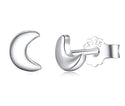 1 Pair Solid 925 Sterling Silver Stud Earrings, Waxing Moon Ear Studs, Small Tiny, SSE99-1