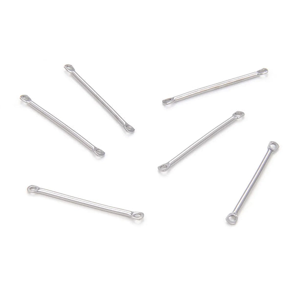 100pcs 304 Stainless Steel 2-Hole Bar Link Connectors, 1.2mm Hole, Size Selections: 15mm/20mm/25mm/30mm