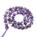 Natural Banded Purple Amethyst Gemstone Round Beads, 15 Inch/1 Strand, Size Selections: 4mm/6mm/8mm/10mm