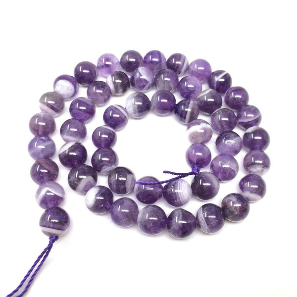 Natural Banded Purple Amethyst Gemstone Round Beads, 15 Inch/1 Strand, Size Selections: 4mm/6mm/8mm/10mm