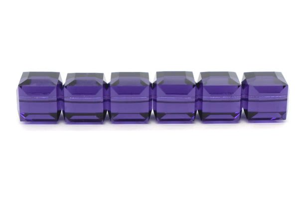 24pcs Adabele Austrian Faceted Cube Crystal Beads #5601, Purple, Size Selections: 4mm/6mm/8mm