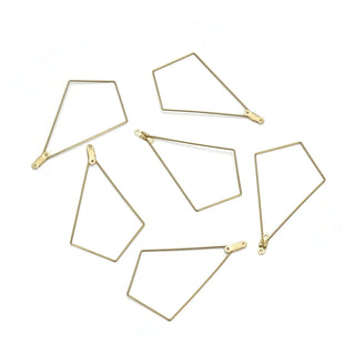 20pcs Raw Brass Large Diamond Rhombus Beading Hoops, 0.7mm/21 Gauge, 58mm x 40mm, Unplated/Uncoated, CX130-4