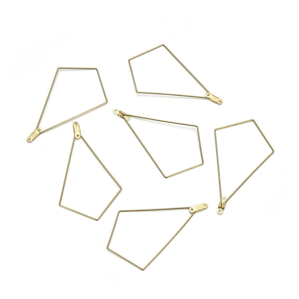 20pcs Raw Brass Large Diamond Rhombus Beading Hoops, 0.7mm/21 Gauge, 58mm x 40mm, Unplated/Uncoated, CX130-4