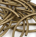 100pcs Curved Noodle Tube Beads, Antique Bronze Plated Brass, Tarnish Resistant, Hole ID 1.5mm, Size Selections: 25mm/30mm/35mm/40mm/50mm