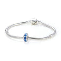 1pc 925 Sterling Silver December Birthstone Bead Charm, Blue Zircon Cubic Zirconia CZ, 9.5x5mm, Hole ID 4.5mm, EC1-C12