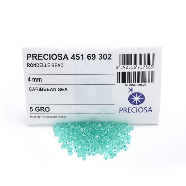 100pcs Preciosa Faceted Bicone Crystal Beads, Caribbean Sea (Blue), Size Selections: 3mm/4mm/6mm