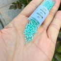 30g Miyuki Delica 11/0 Seed Beads, Silver-Lined Light Aqua Green DB626
