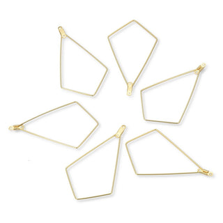 10pcs Tarnish Resistant Kite Shape Beading Hoops, 18K Yellow Gold Plated Brass, 58x40mm, 0.7mm/21 Gauge, BF130-4