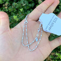 1pc 925 Sterling Silver Beaded Chain Bracelet, 4x2mm Oval Beads & 2mm Small Beads, Tarnish Resistant White Gold Plated, Length Selections: 7 inch/7.5 inch/8 inch