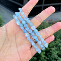 1 Strand Stretch Natural Blue Aquamarine Free Form Gemstone Bracelet, 5-8mm Small Beads, Length Selections: 7 inch/7.5 inch