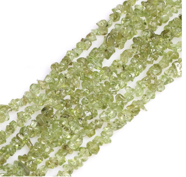 Natural Green Peridot Gemstones Chip Beads, Free Form, 5mm-8mm, Hole ID 1mm, 1 Strand/31 Inch, GZ1-17