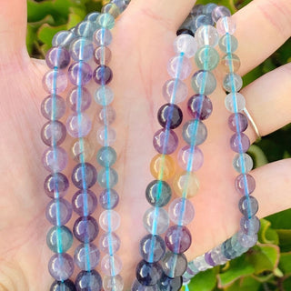 Natural Grade A Purple Fluorite Gemstone Round Beads, 15 Inch/1 Strand, Size Selections: 6mm/8mm