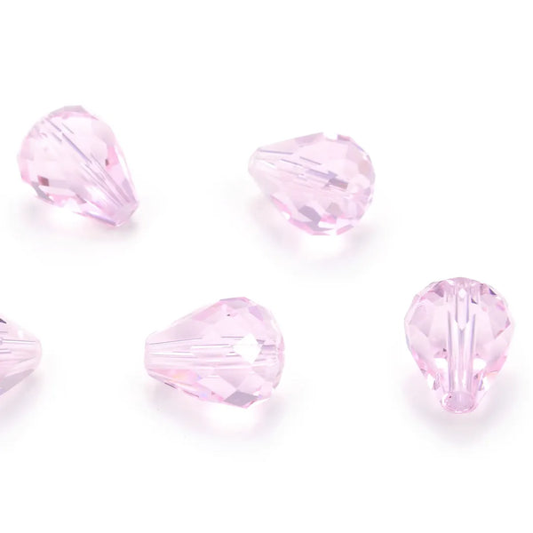 24pcs Adabele Austrian Faceted Teardrop Crystal Beads #5500, Rosaline Pink, 12mm x 10mm, Hole ID 1.2mm, SST-1203