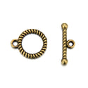 Adabele 20 Sets Corrugated Toggle Clasp, T-Bar Jewelry Closure, 12.8mm (0.5 Inch), Tarnish Resistant Antique Bronze, MC-AF55