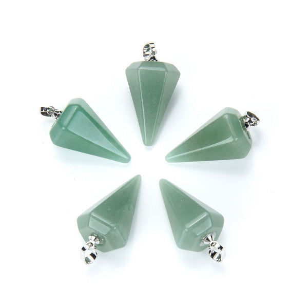 2pcs Natural Green Aventurine Gemstone Pendant Drops, 25mm, G2P-M4