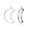 20pcs Open Back Waxing Moon Bezel Blanks, Pendant Base, Large Resin Mold, Antique Silver, 38x26mm, CF286-2