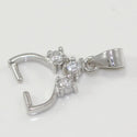 2pcs 925 Sterling Silver Pinch Bail, Pendant Clasp, Tarnish Resistant Rhodium Plated, Cubic Zirconia CZ, 19x9mm, SS42-3