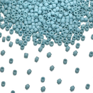 30g Miyuki Delica 11/0 Seed Beads, Matte Glazed Luster Turquoise Blue DB375